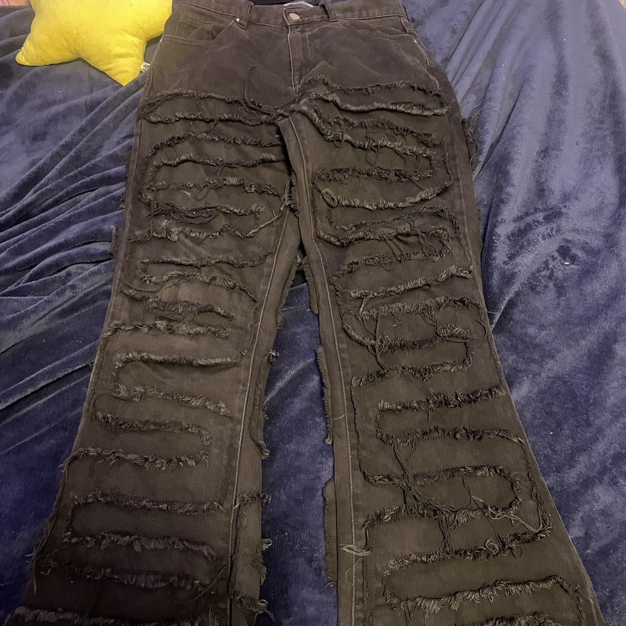 Distressed black Jeans Size 30 Out of my personal... - Depop