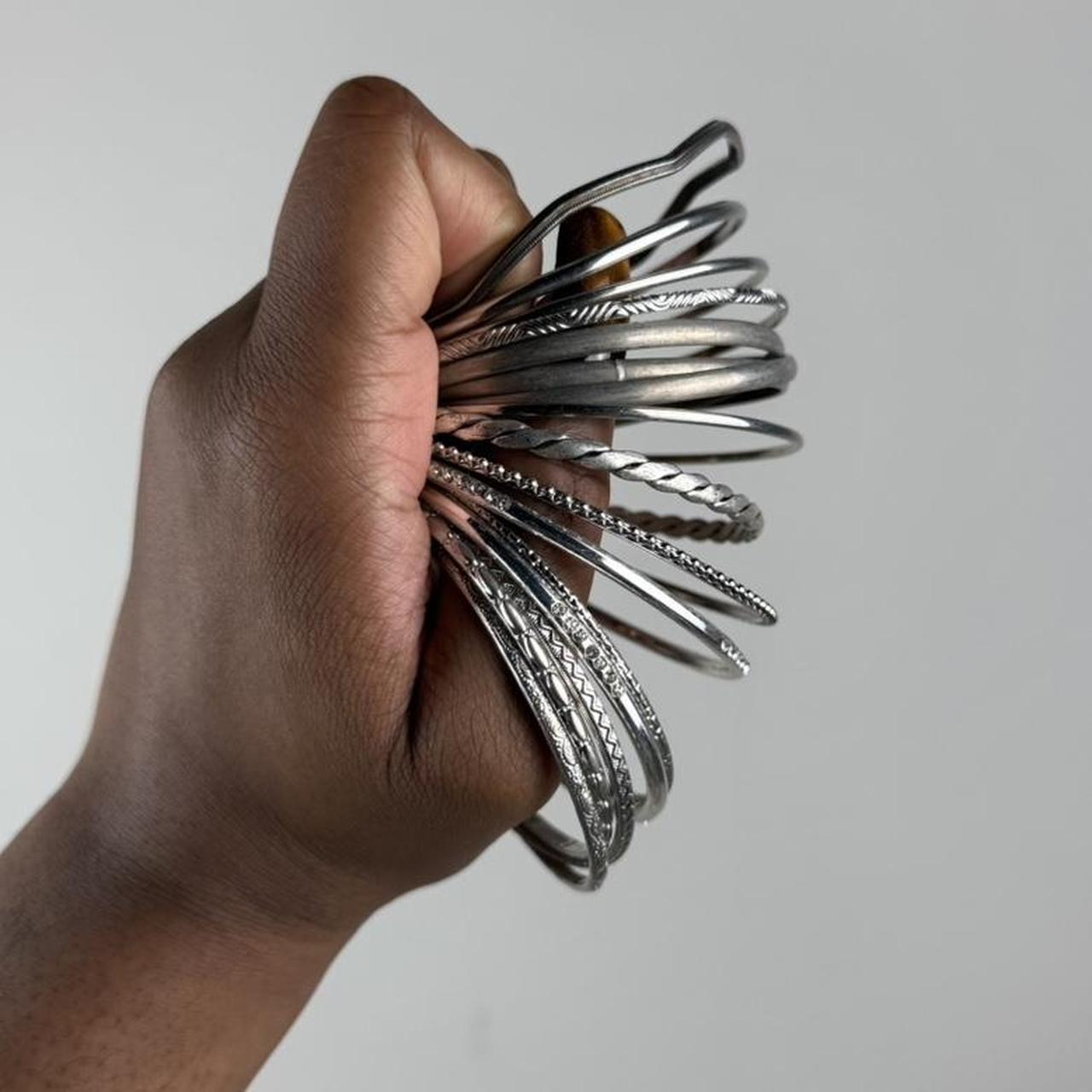 Women's Bracelet - Silver – Boho bangle stack 2.5… - image 1