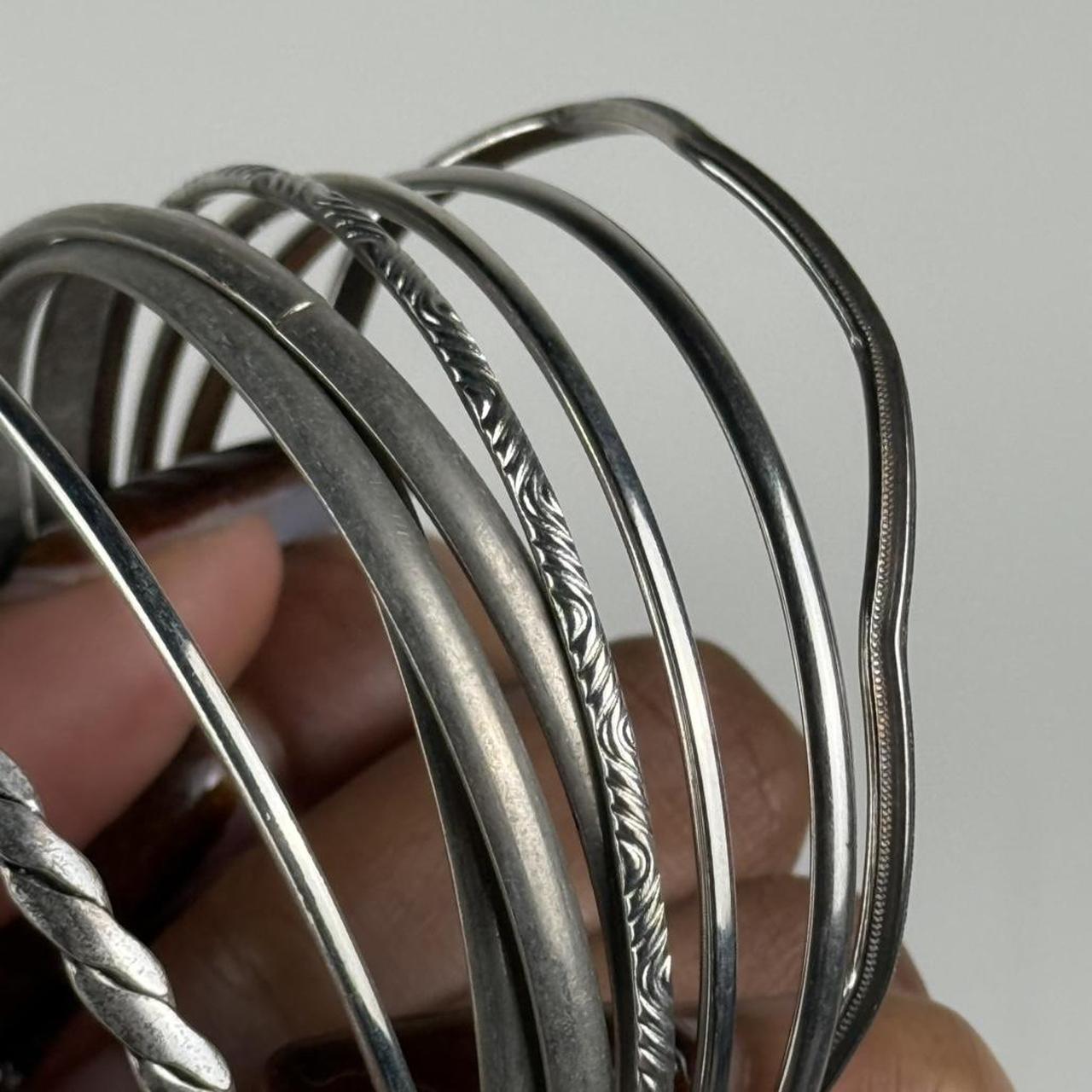 Women's Bracelet - Silver – Boho bangle stack 2.5… - image 4