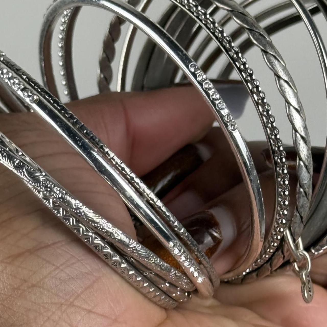 Women's Bracelet - Silver – Boho bangle stack 2.5… - image 5