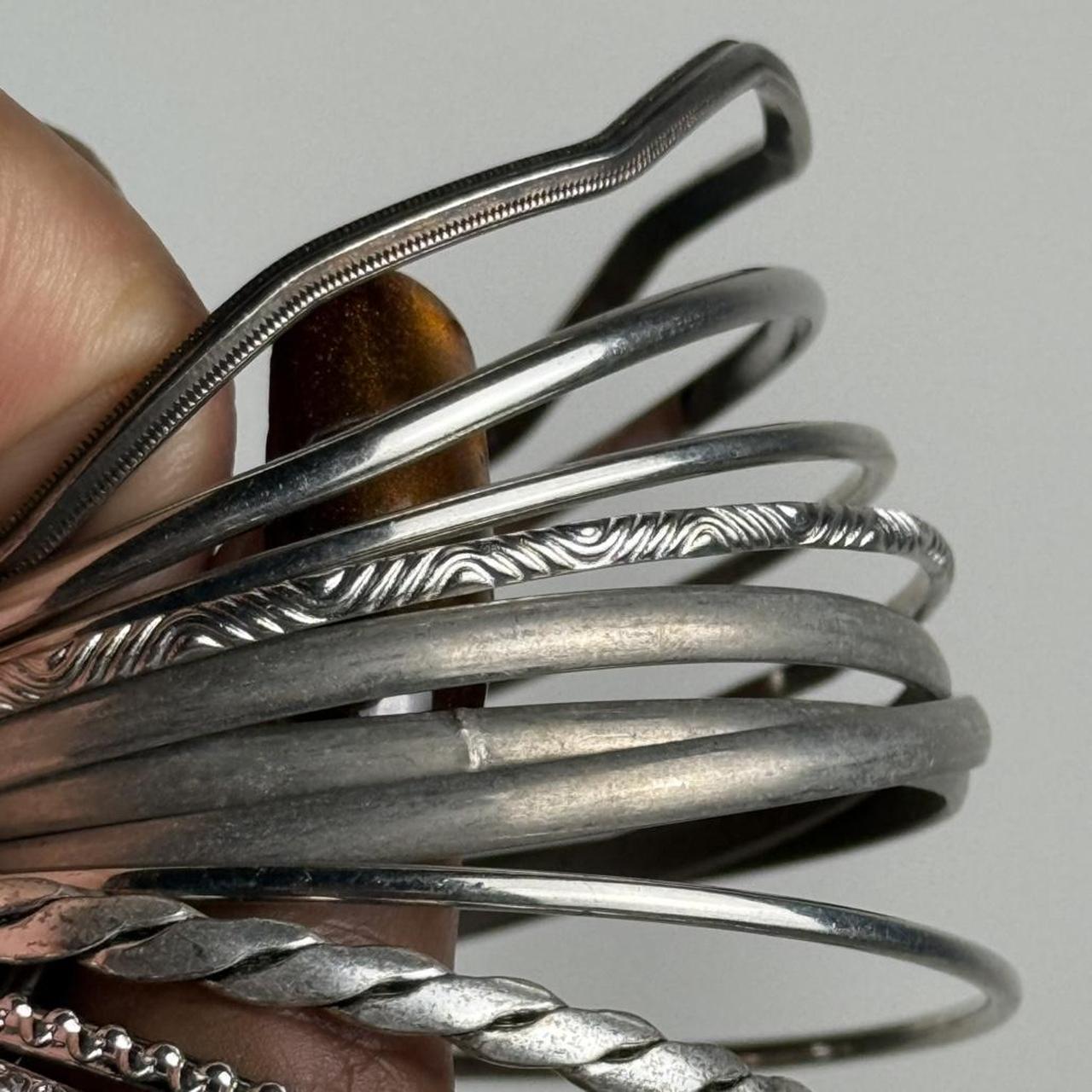 Women's Bracelet - Silver – Boho bangle stack 2.5… - image 6