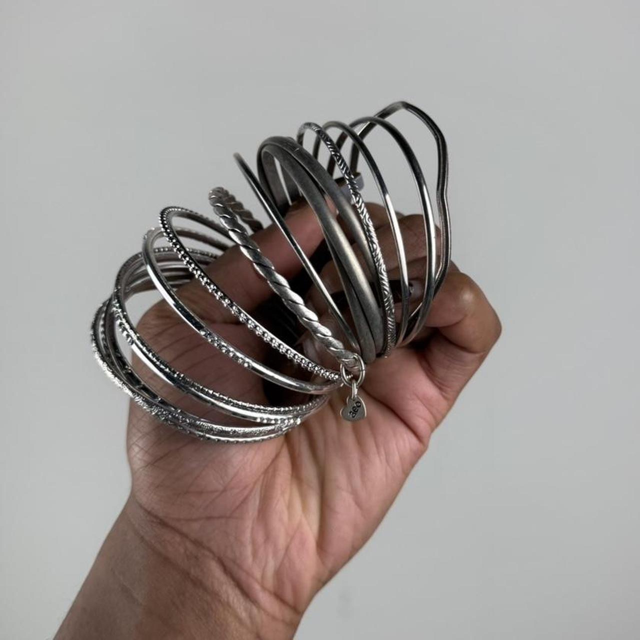 Women's Bracelet - Silver – Boho bangle stack 2.5… - image 7