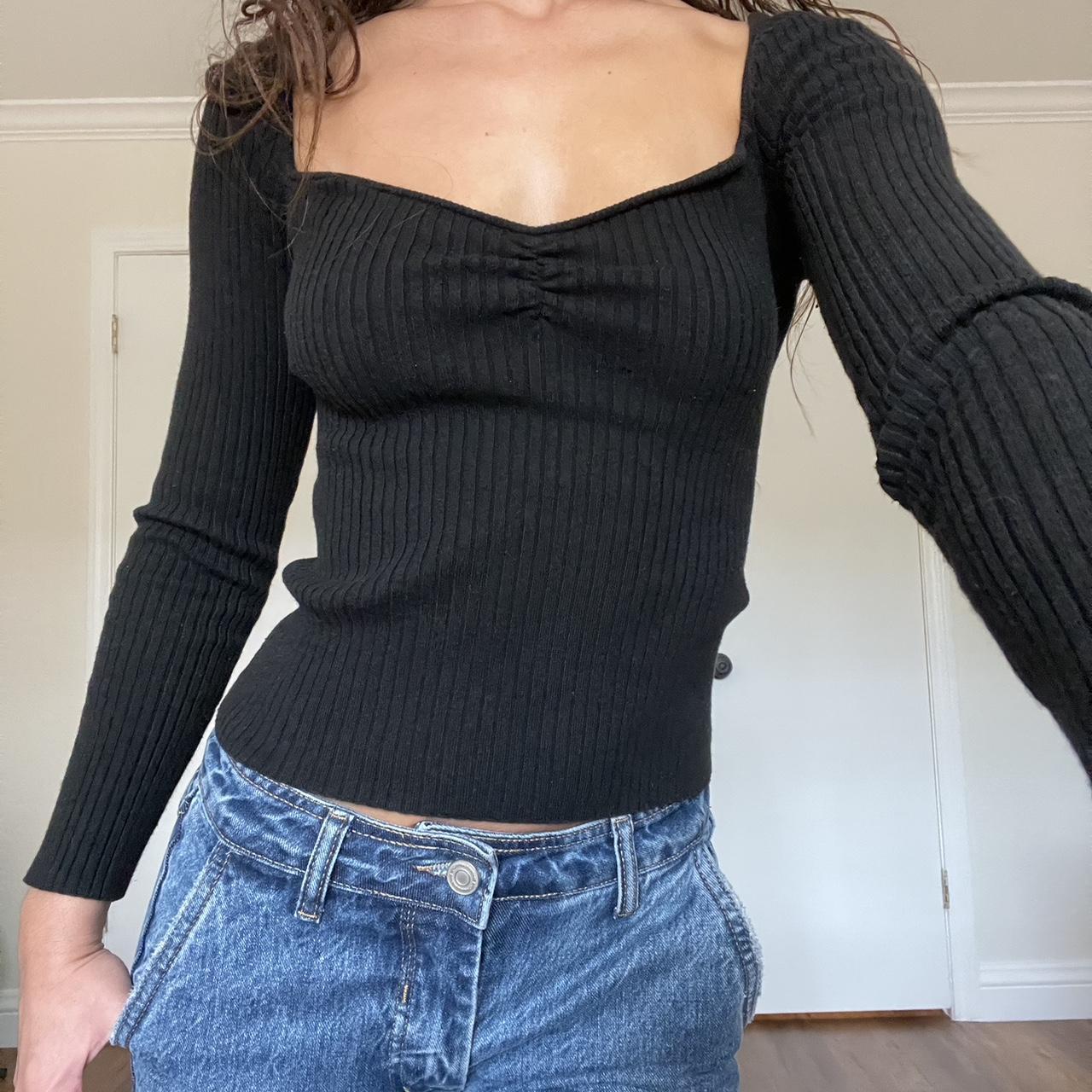 black sweetheart long sleeve top - perfect basic... - Depop