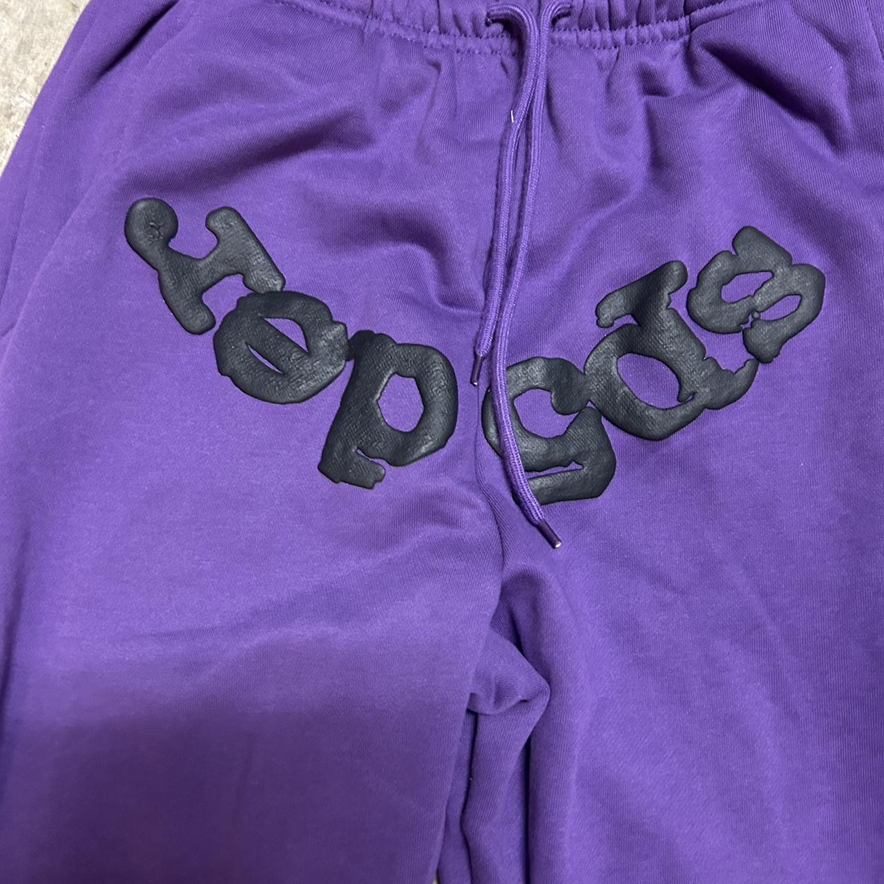 Purple sp5der pants Only been tried on once Size - Depop