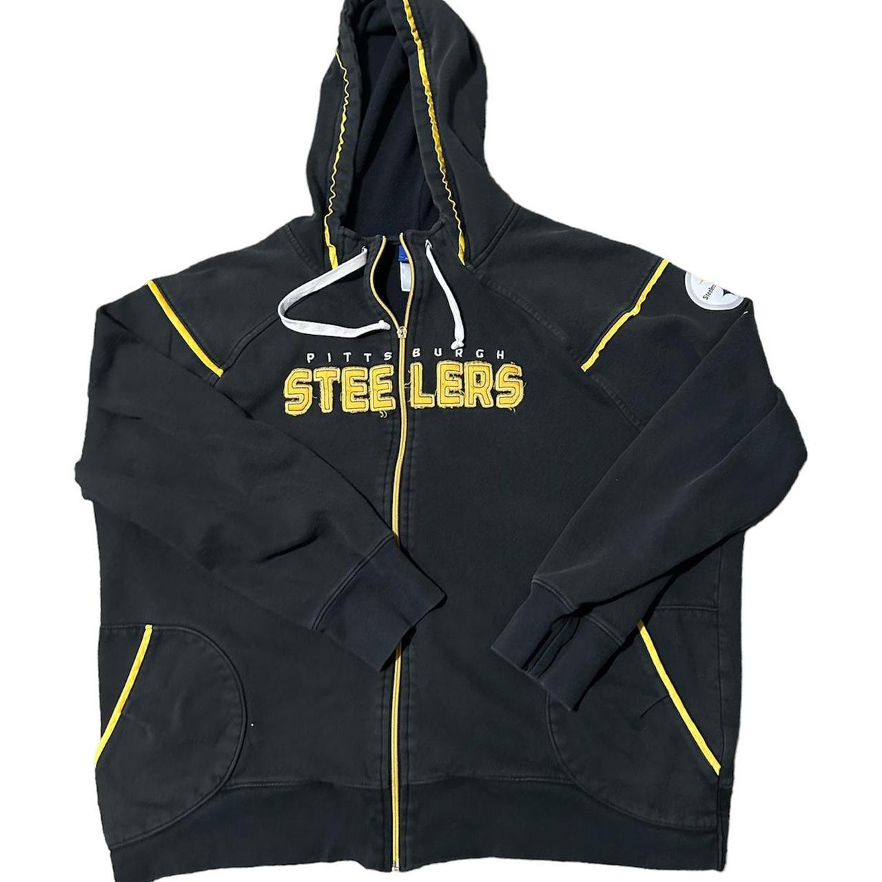 Women's Steelers zip-up white hoodie size medium. - Depop