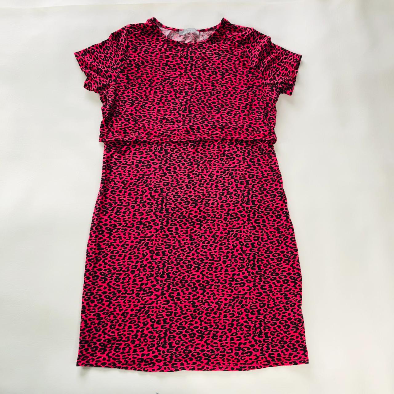 George Maternity feeding dress pink/red leopard... - Depop