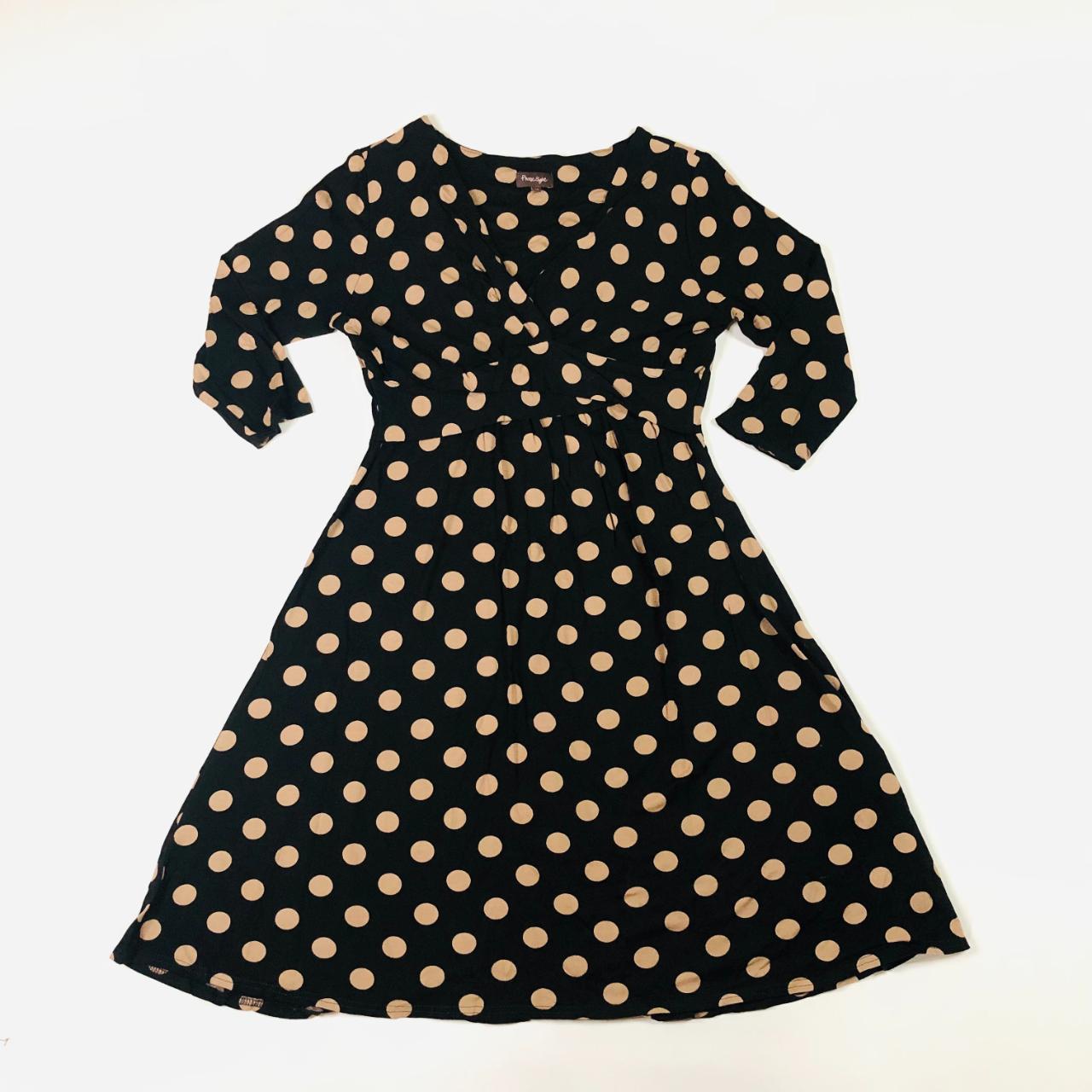 Phase Eight Black & Beige Large Polka Dot Dress Size... - Depop