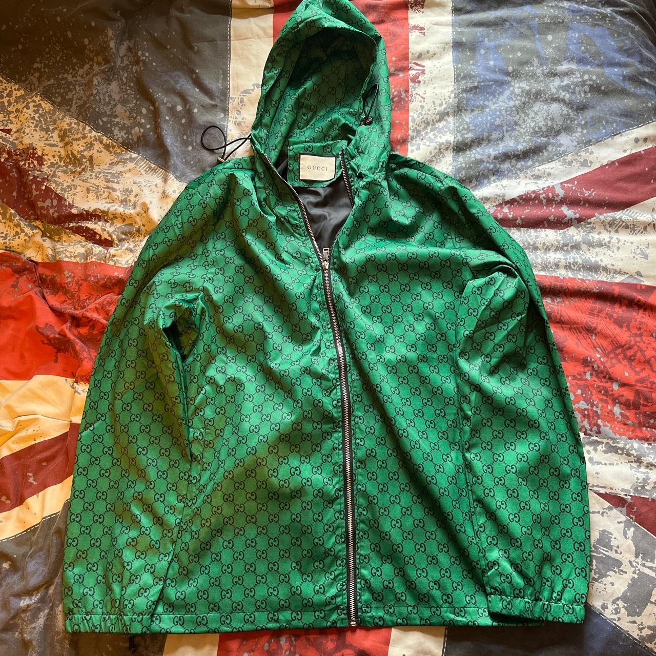 Gucci gg pattern green windbreaker jacket Cotton... - Depop