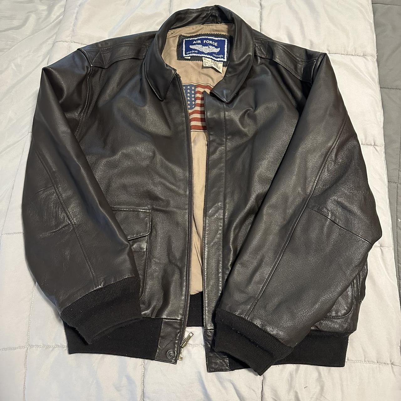 AUTHENTIC LANDING LEATHERS AIR FORCE JACKET REAL... - Depop