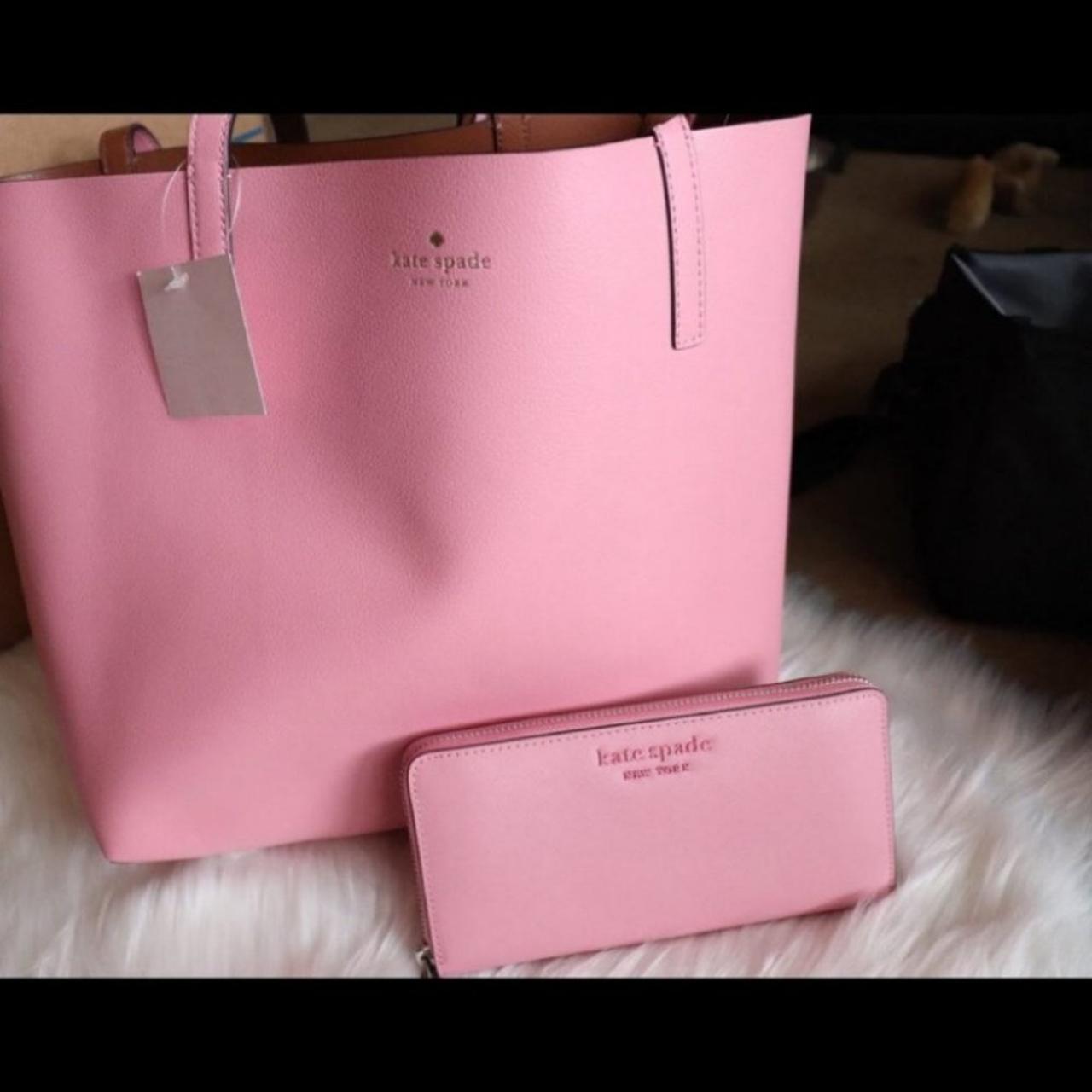 New with tags. Kate Spade Reversible store pink and green Tote.