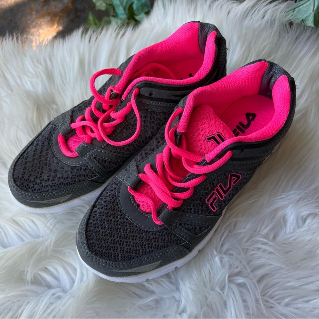 Fila Gray and Hot Pink Training Running Lace Up. Depop