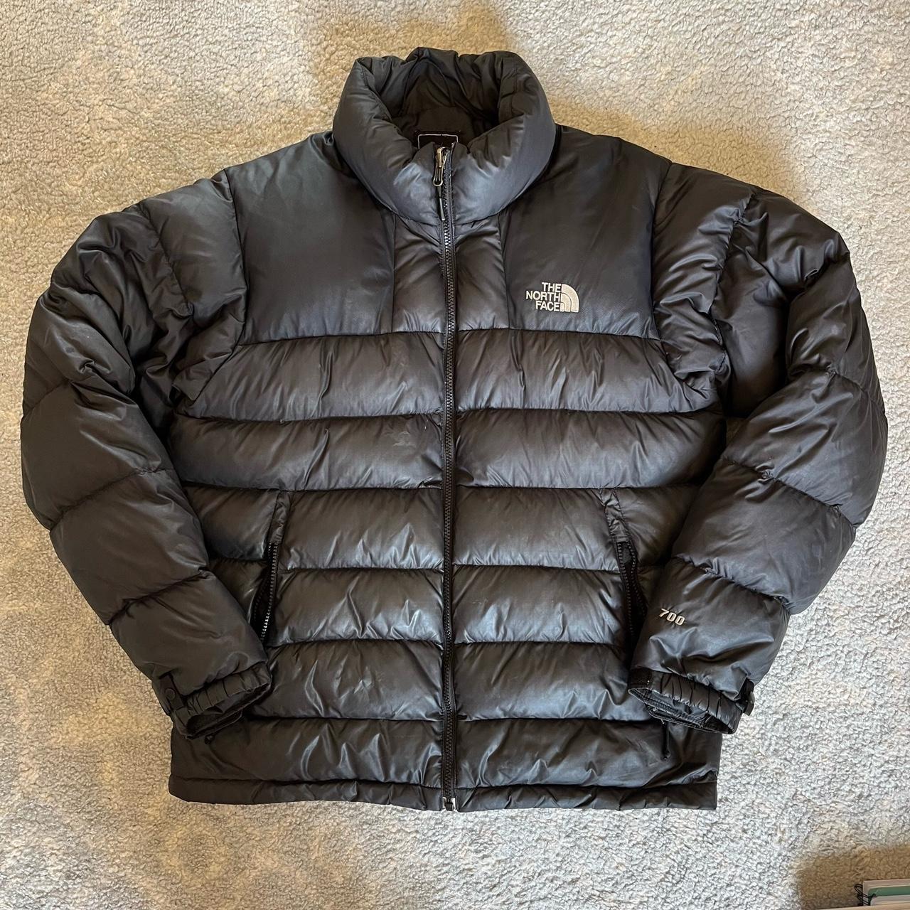 North face puffer. Mens size medium. Black 700. - Depop