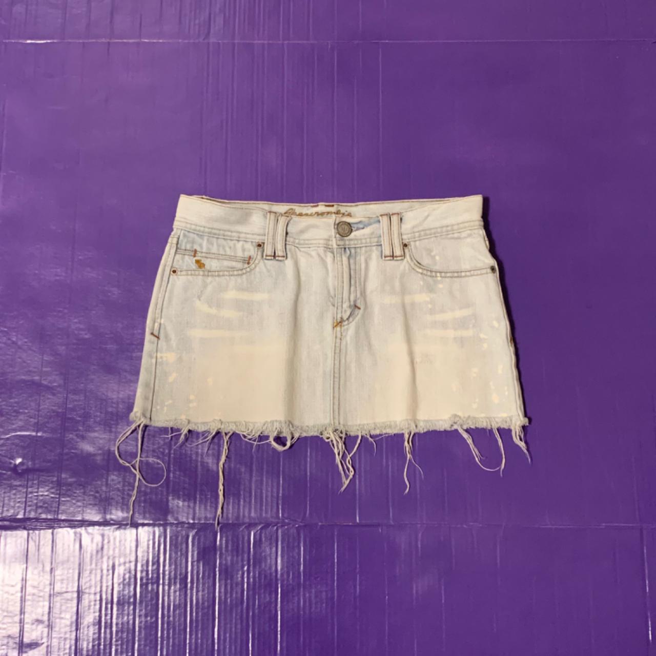 Abercrombie & fitch denim mini skirt. Distressed and... - Depop