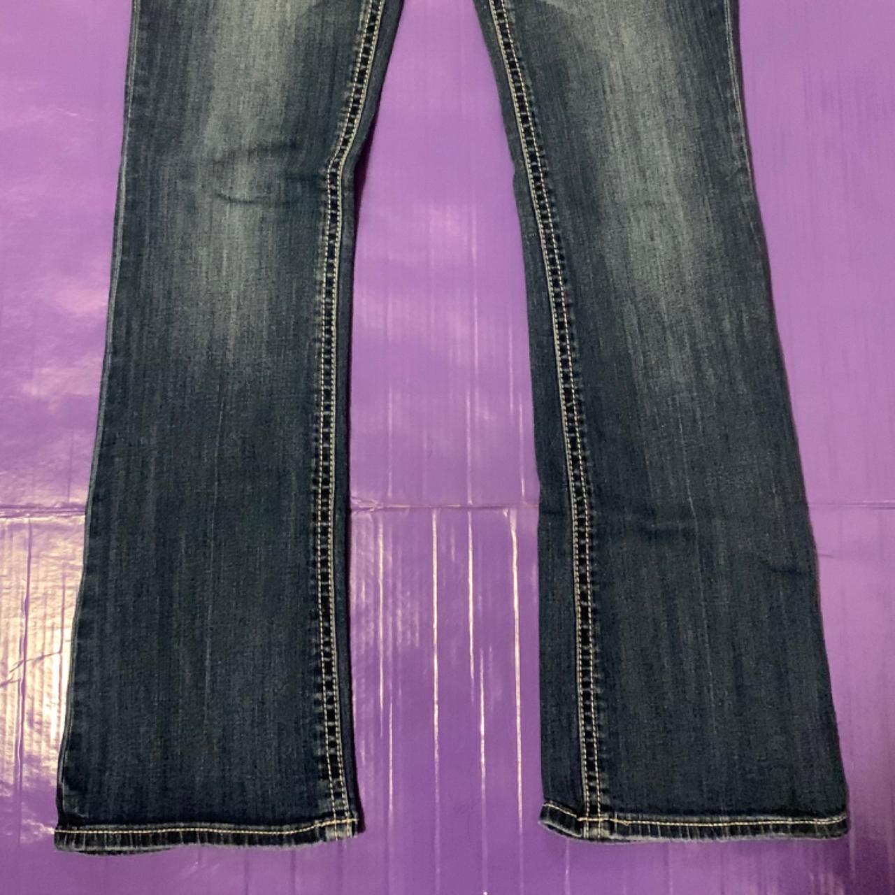 bootcut express jeans with unique stitching, one of - Depop