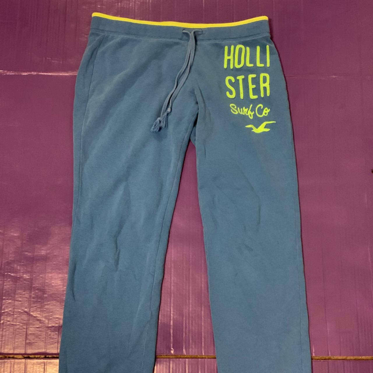 Hollister blue sweatpants. Low rise and straight - Depop