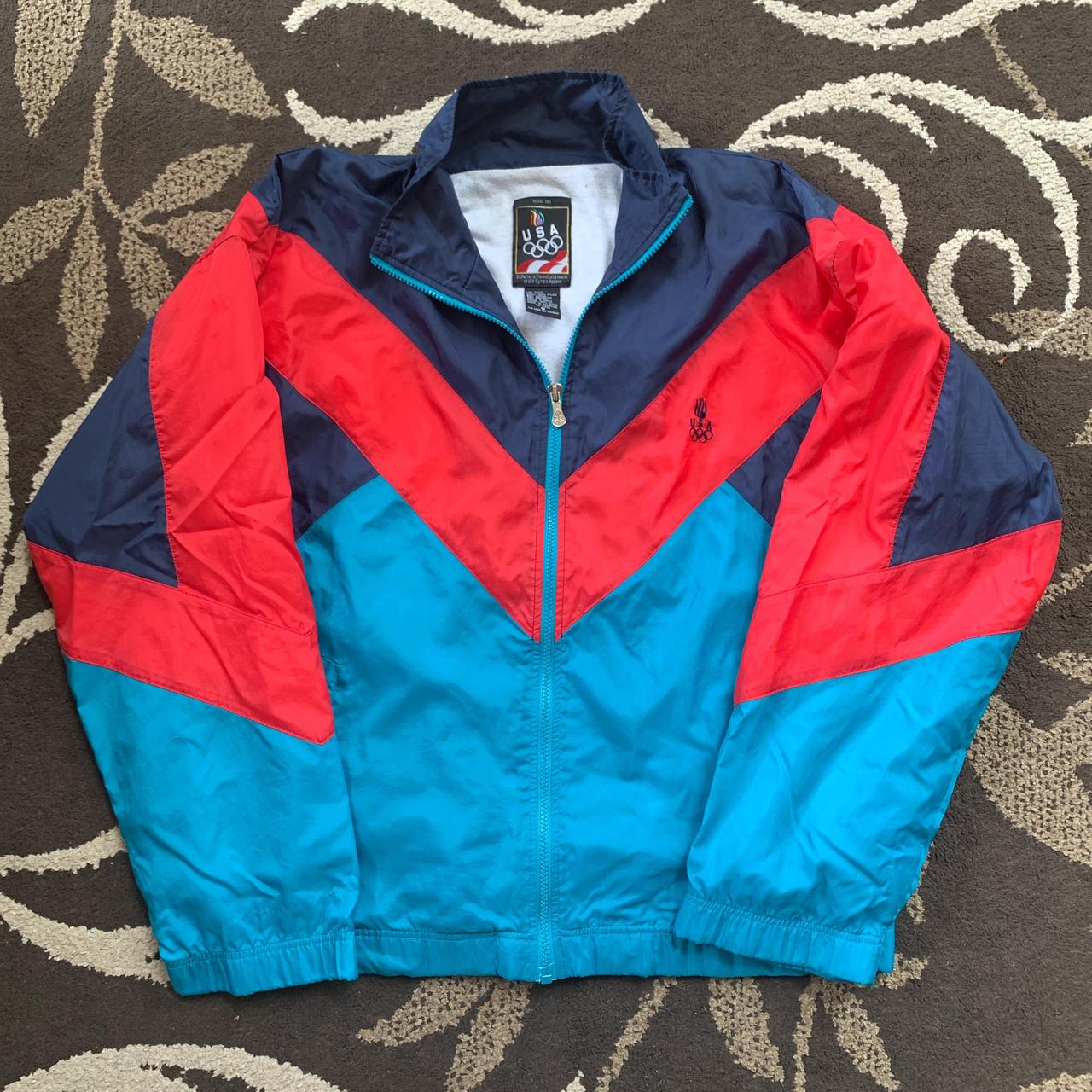 Vintage 90's OLYMPIC BRAND USA JCPenney Red White good Blue Windbreaker Jacket Sz M