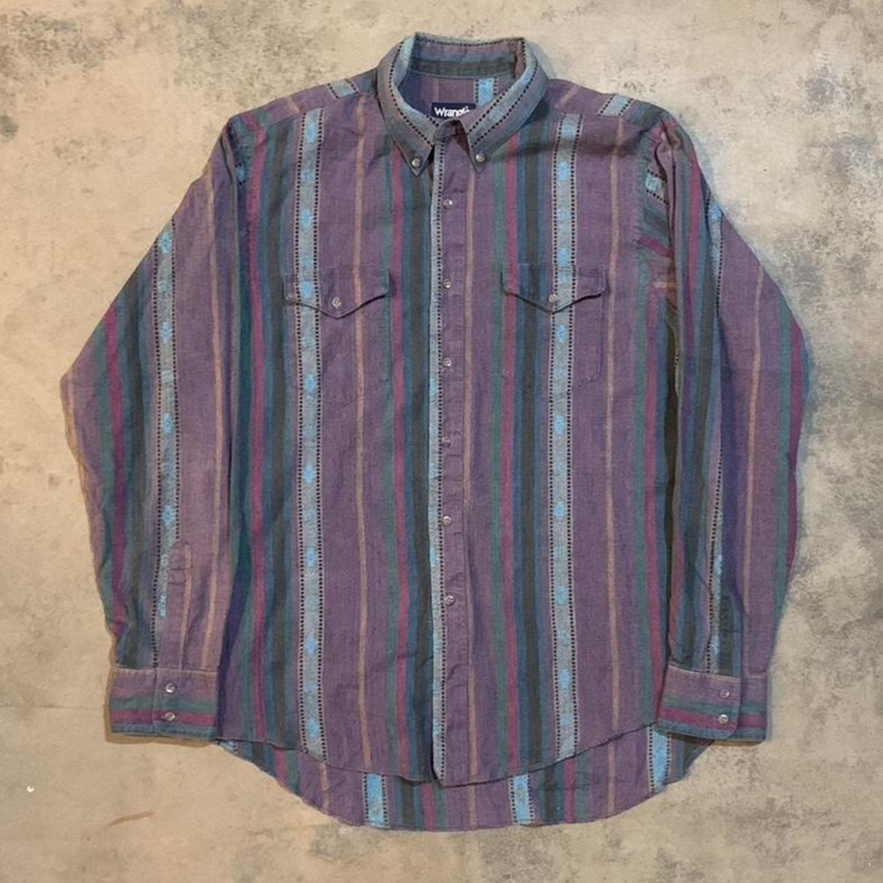 Wrangler Men's Purple and Blue Shirt | Depop