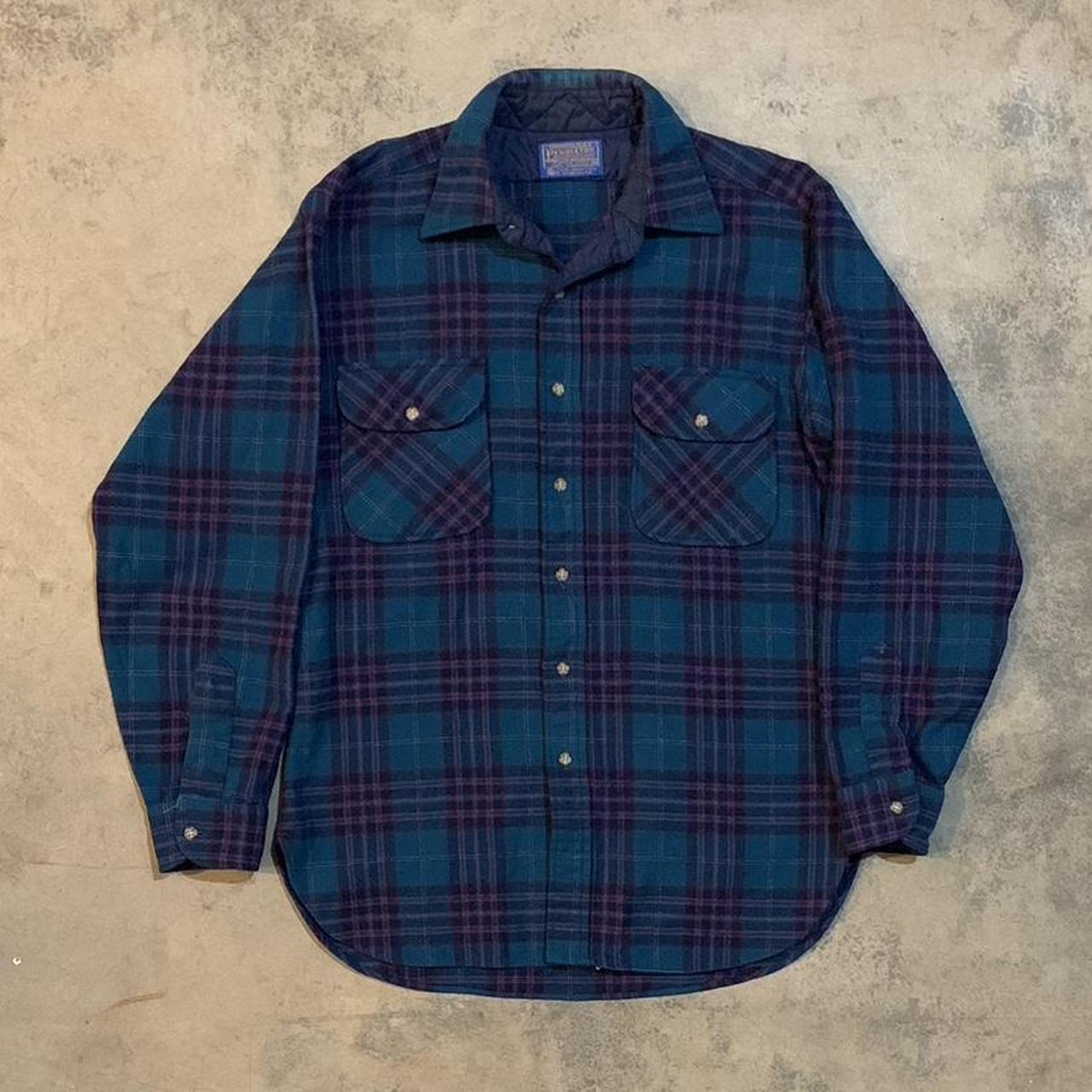 Pendleton Men's Blue and Purple Shirt | Depop