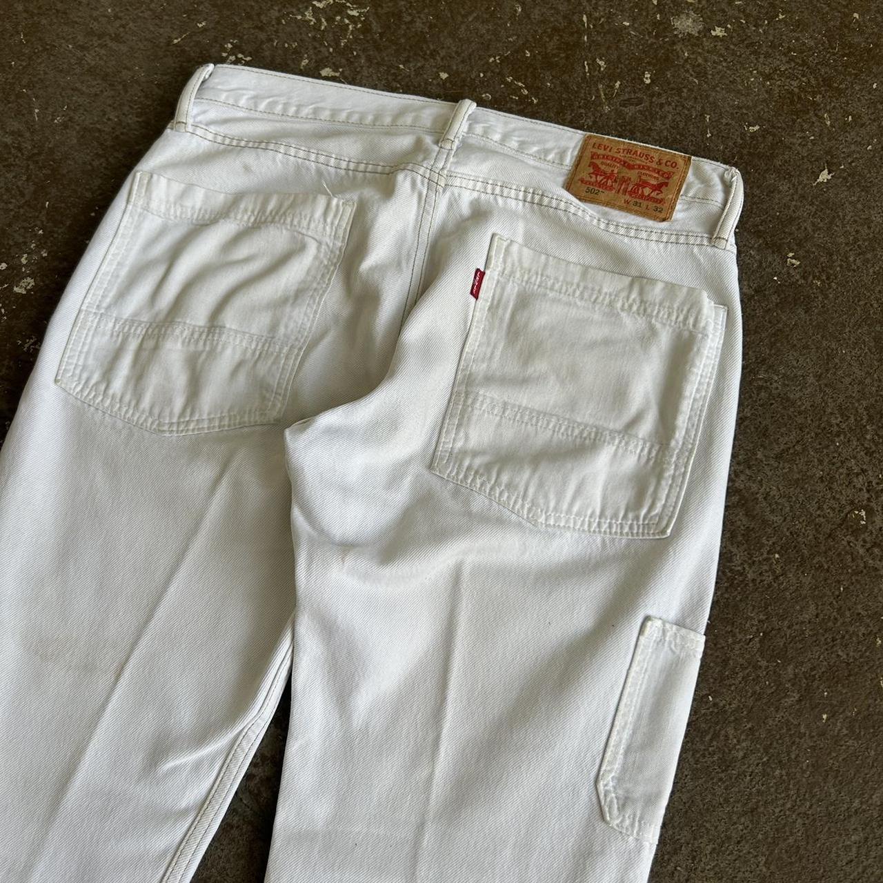 Levi s 502 White Double Knee Workwear Jeans Size Depop