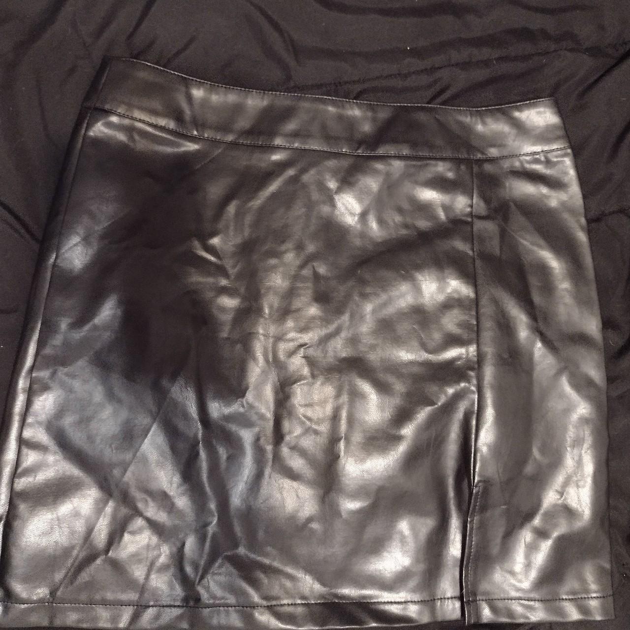 Leather skirt Black leather shirt from Shein. Has a... - Depop