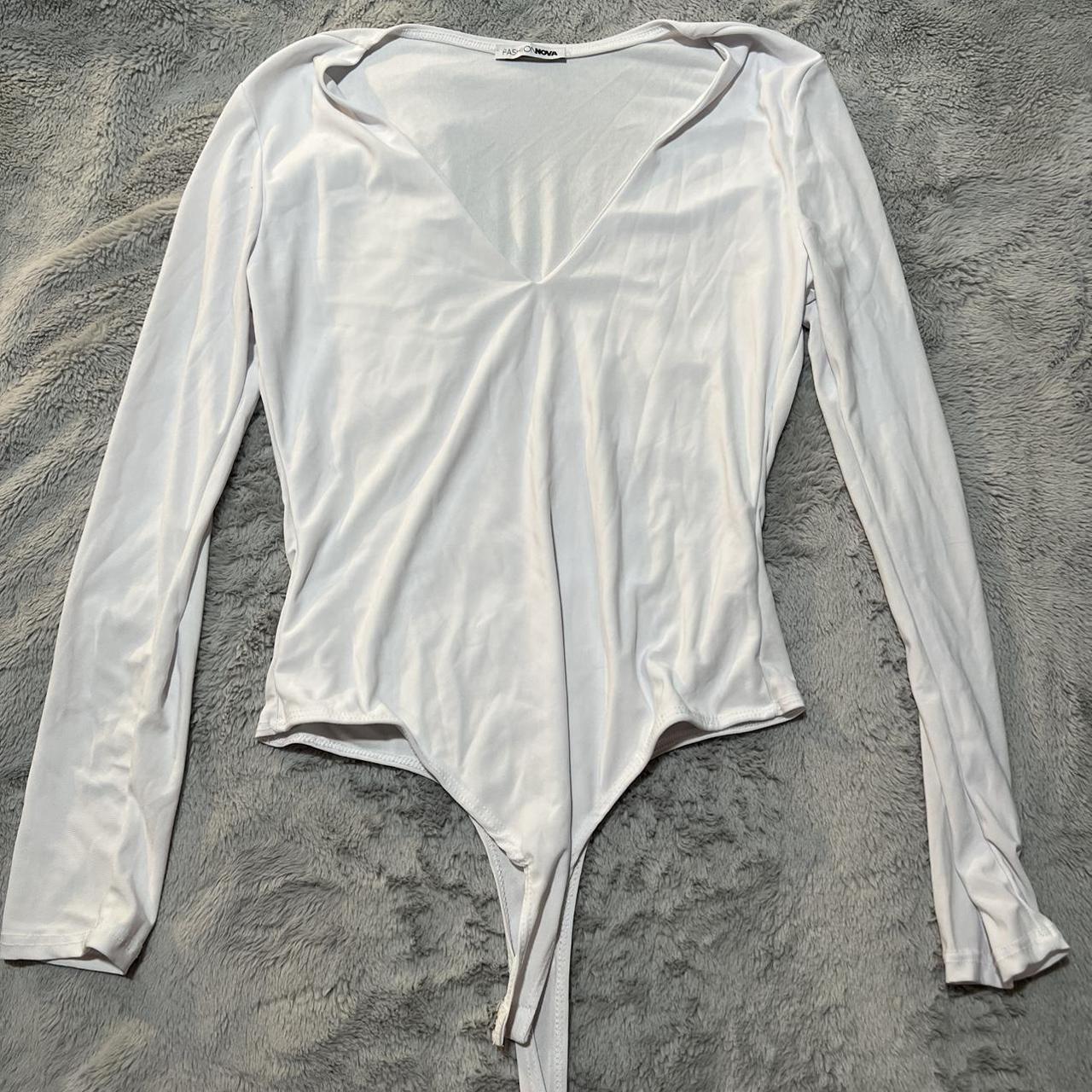 Fashion Nova Women's White Bodysuit Depop