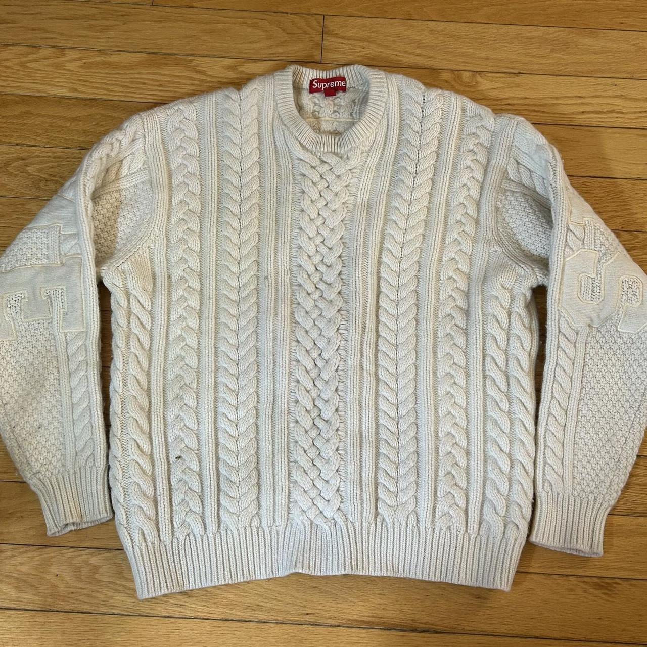 Supreme 懐かしかっ Applique Cable Knit Sweater Supreme 懐かしかっ Applique Cable Knit Sweater