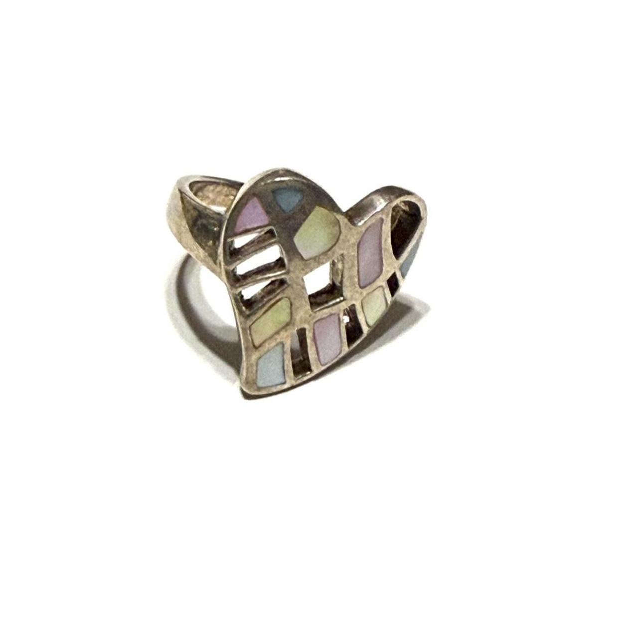 Women's Ring - Silver/Multi – Multicoloured heart… - image 2