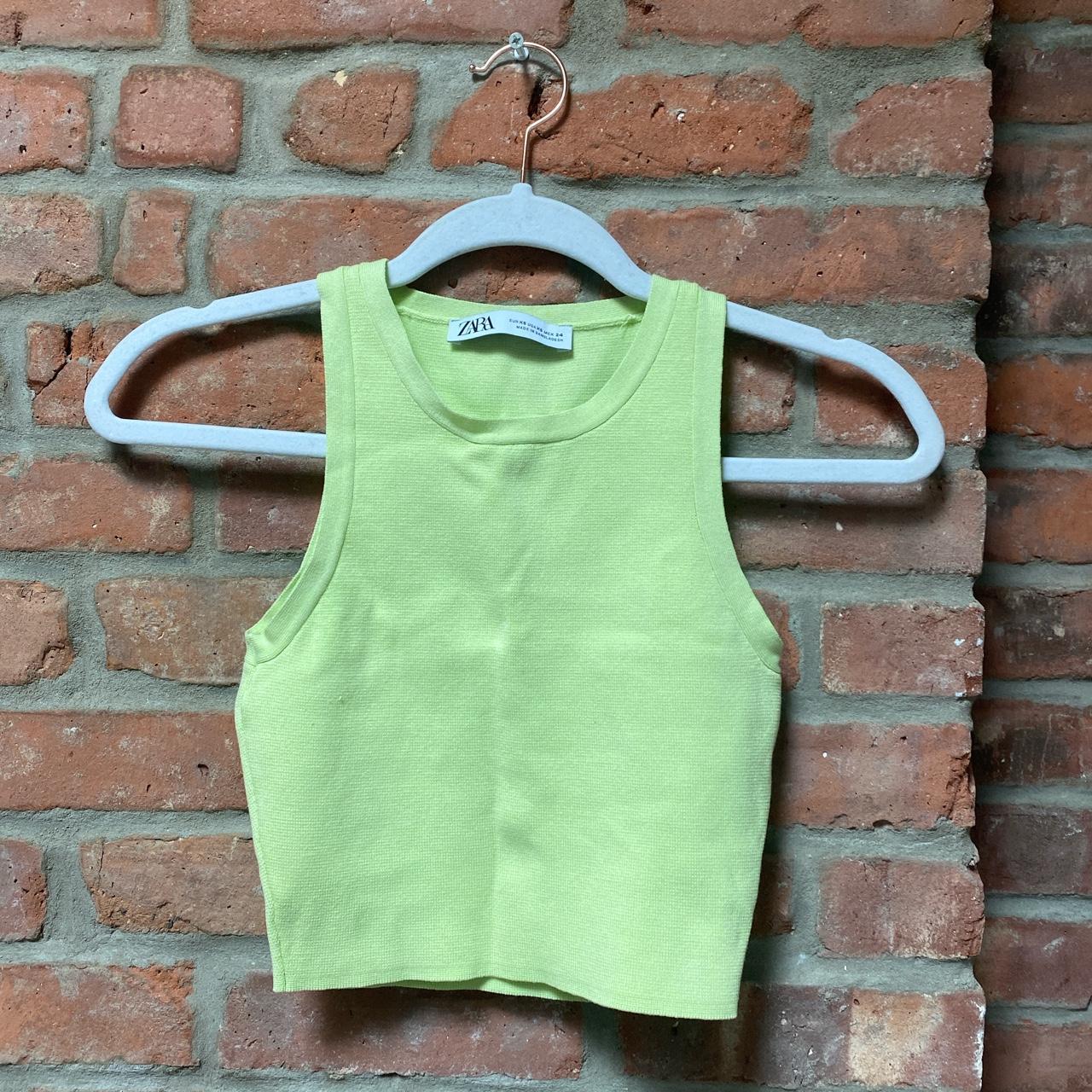 Zara Women's Green Crop-top | Depop