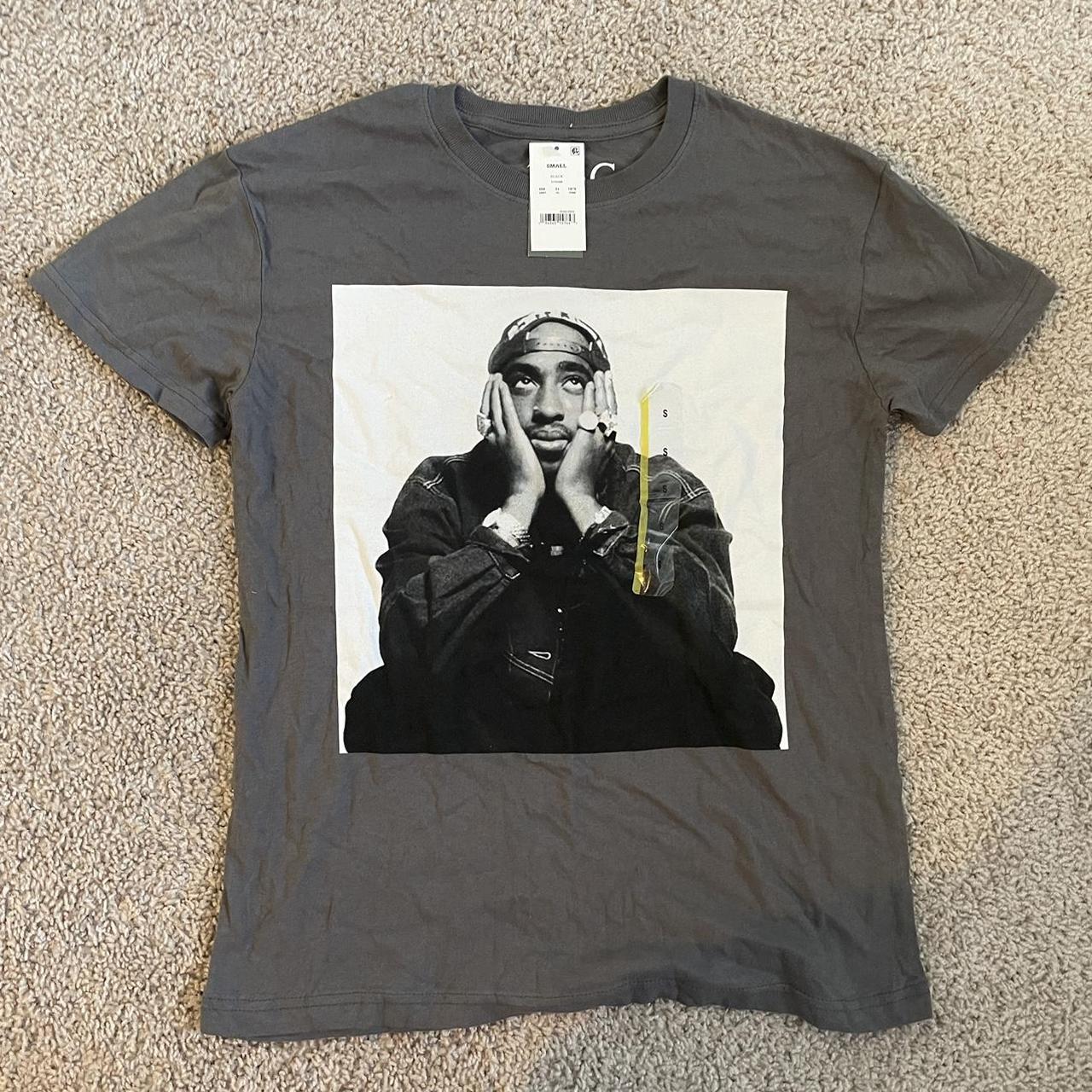 Grey Tupac graphic tee in size S never worn with... - Depop