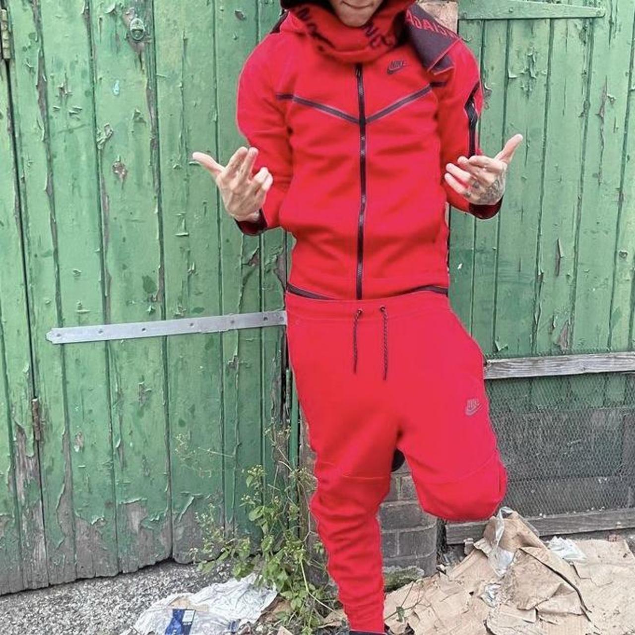 Brand New Nike Tech Fleece Gym Red Joggers Medium... Depop