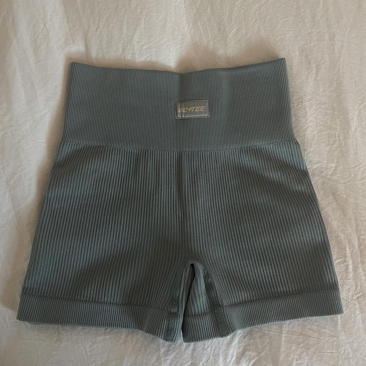 bo + tee seafoam green gym shorts og price: $45 - Depop