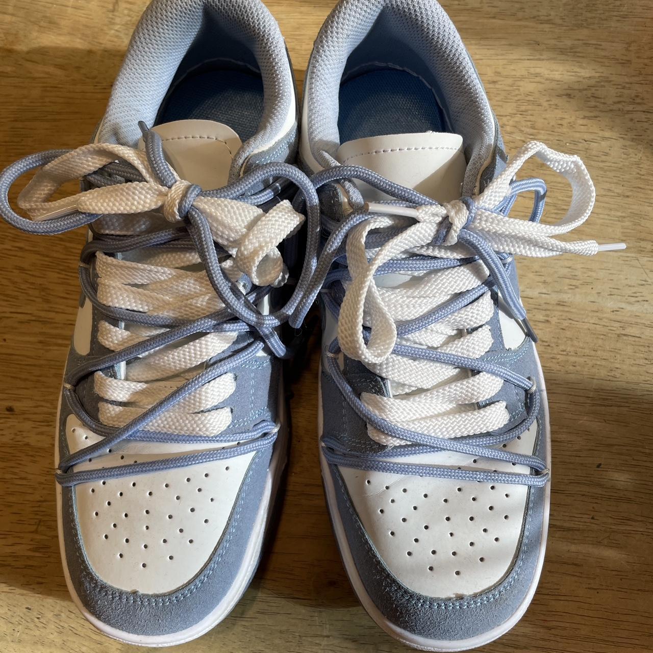 Women's Blue and White Trainers | Depop