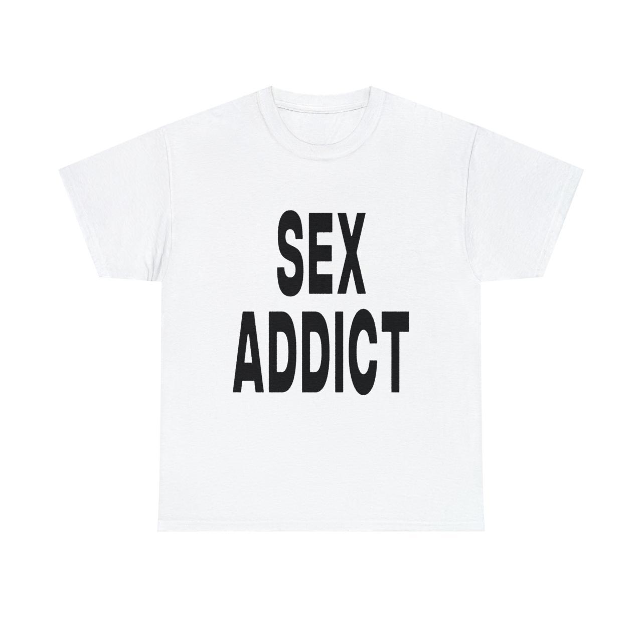 SEX ADDICT Tee hard & super clean distressed print... - Depop