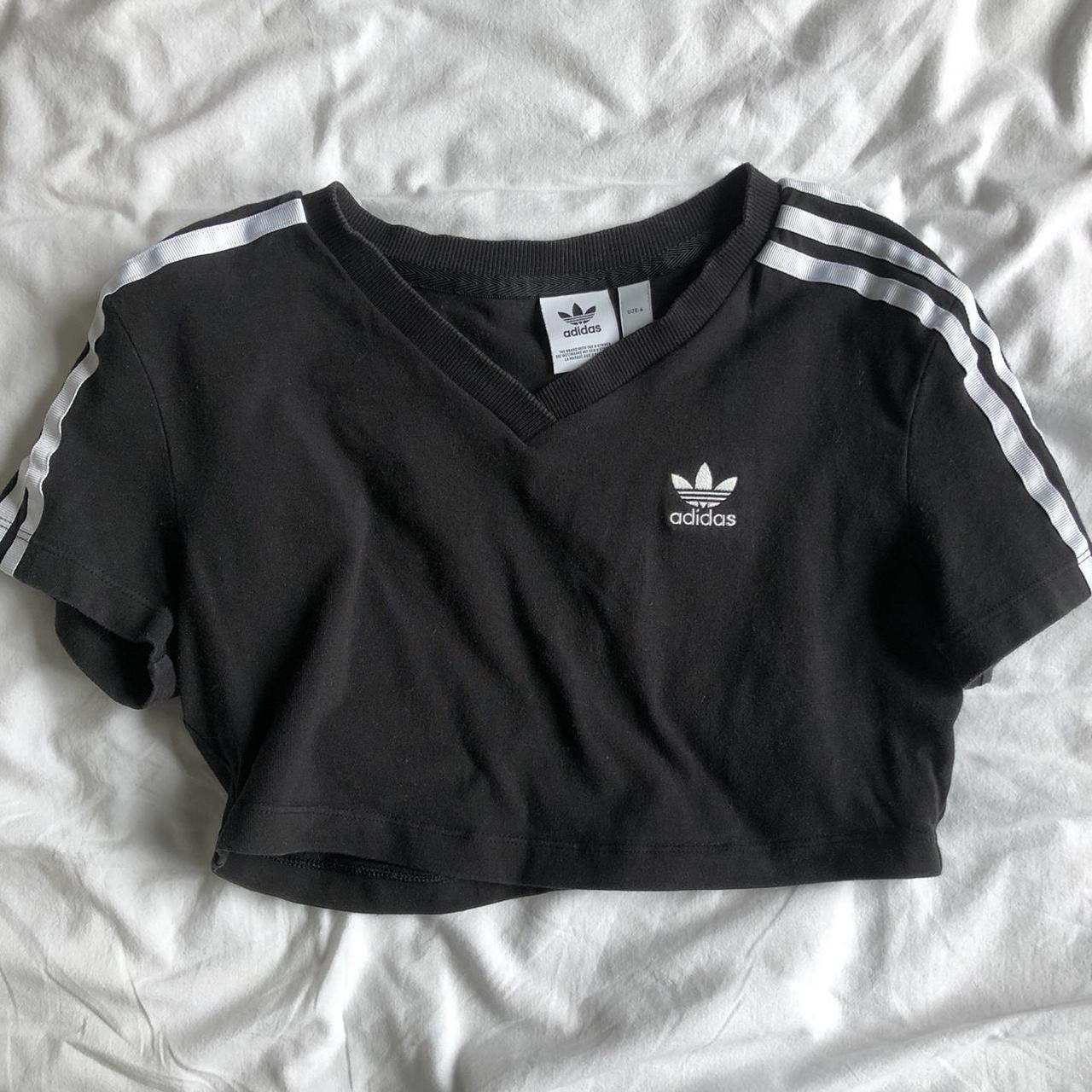 Cute Adidas Stripes Crop T shirt. Adidas logo. Depop