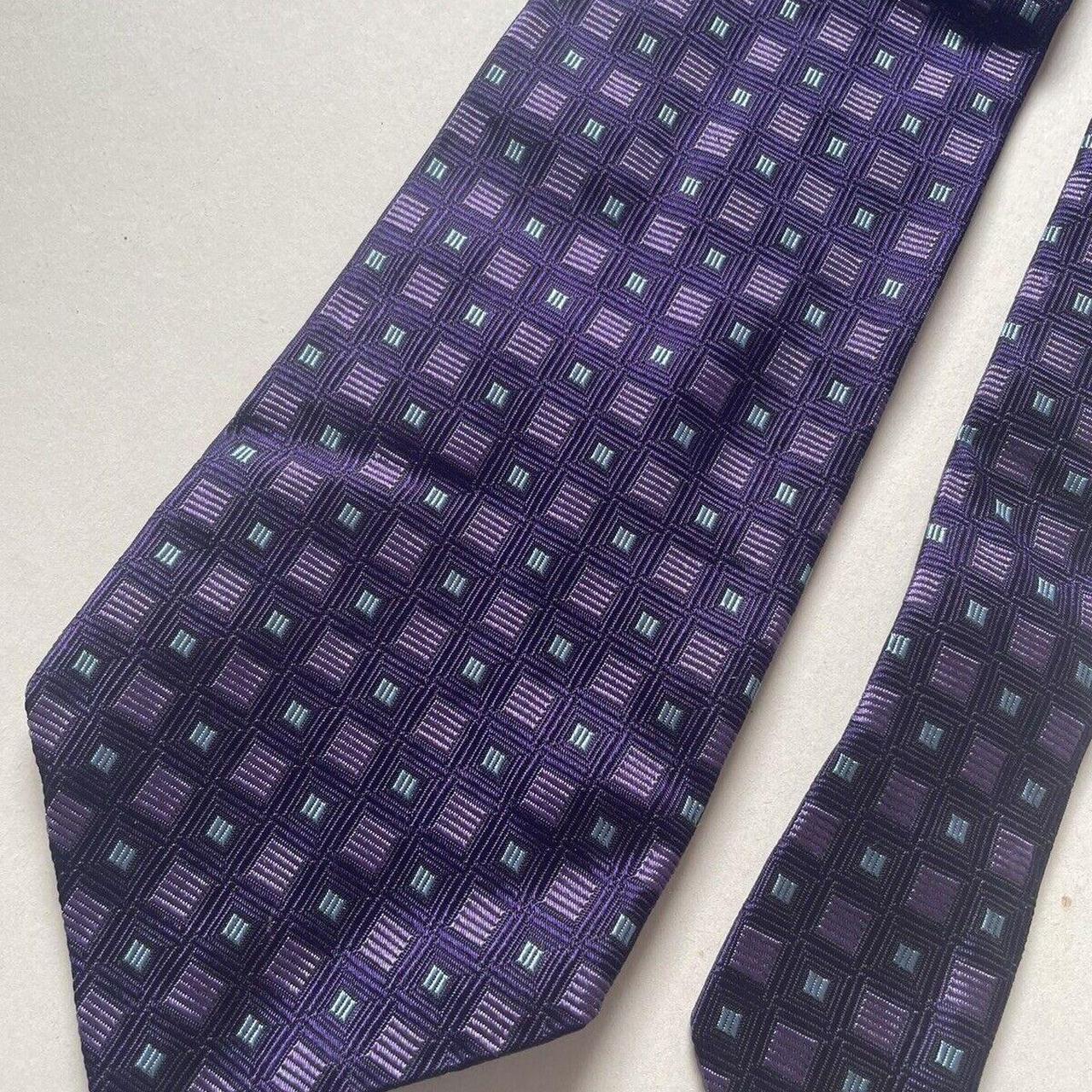 Cezan Purple Geometric Tie Silk Necktie (M). - Depop