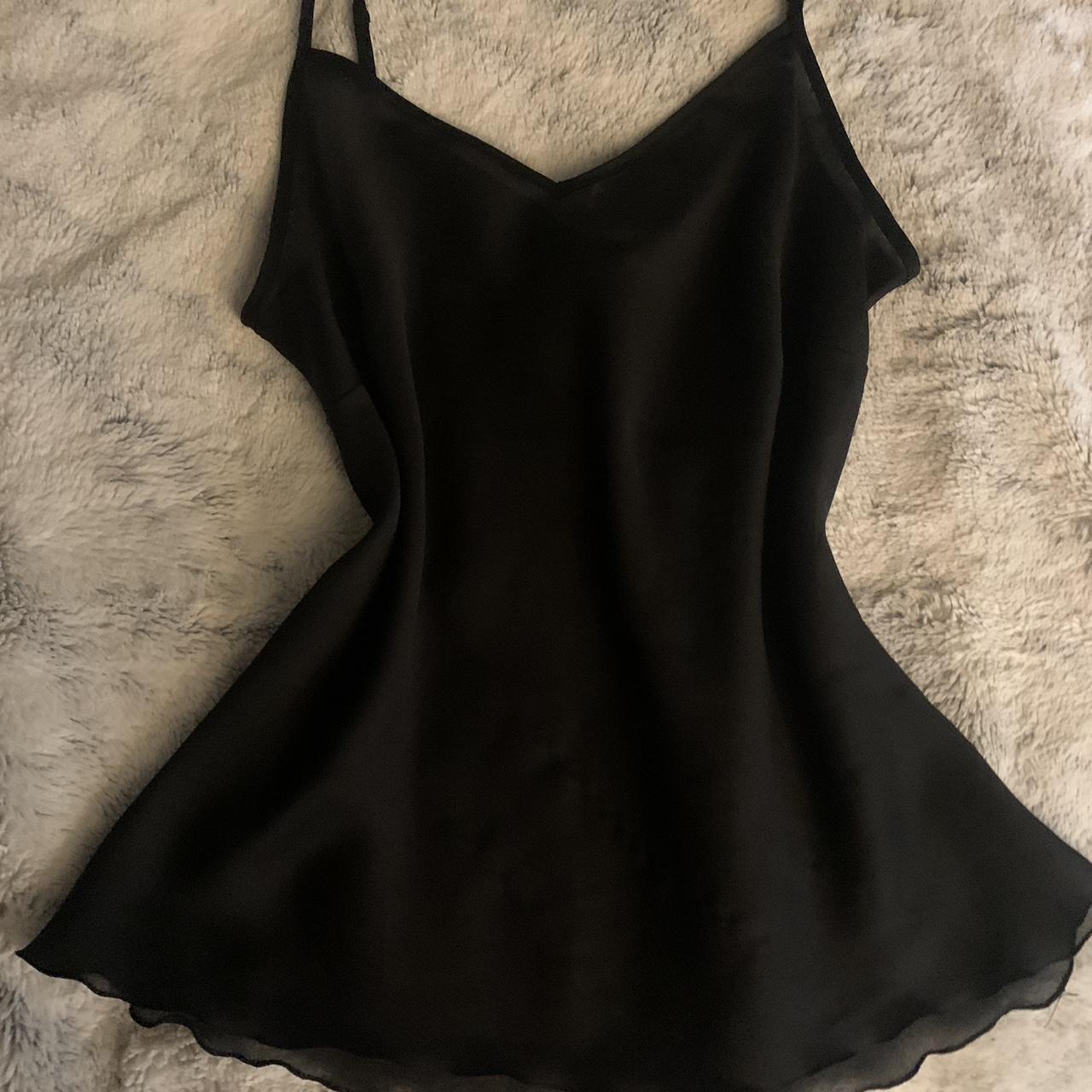cute see through mesh black cami can fit small or - Depop