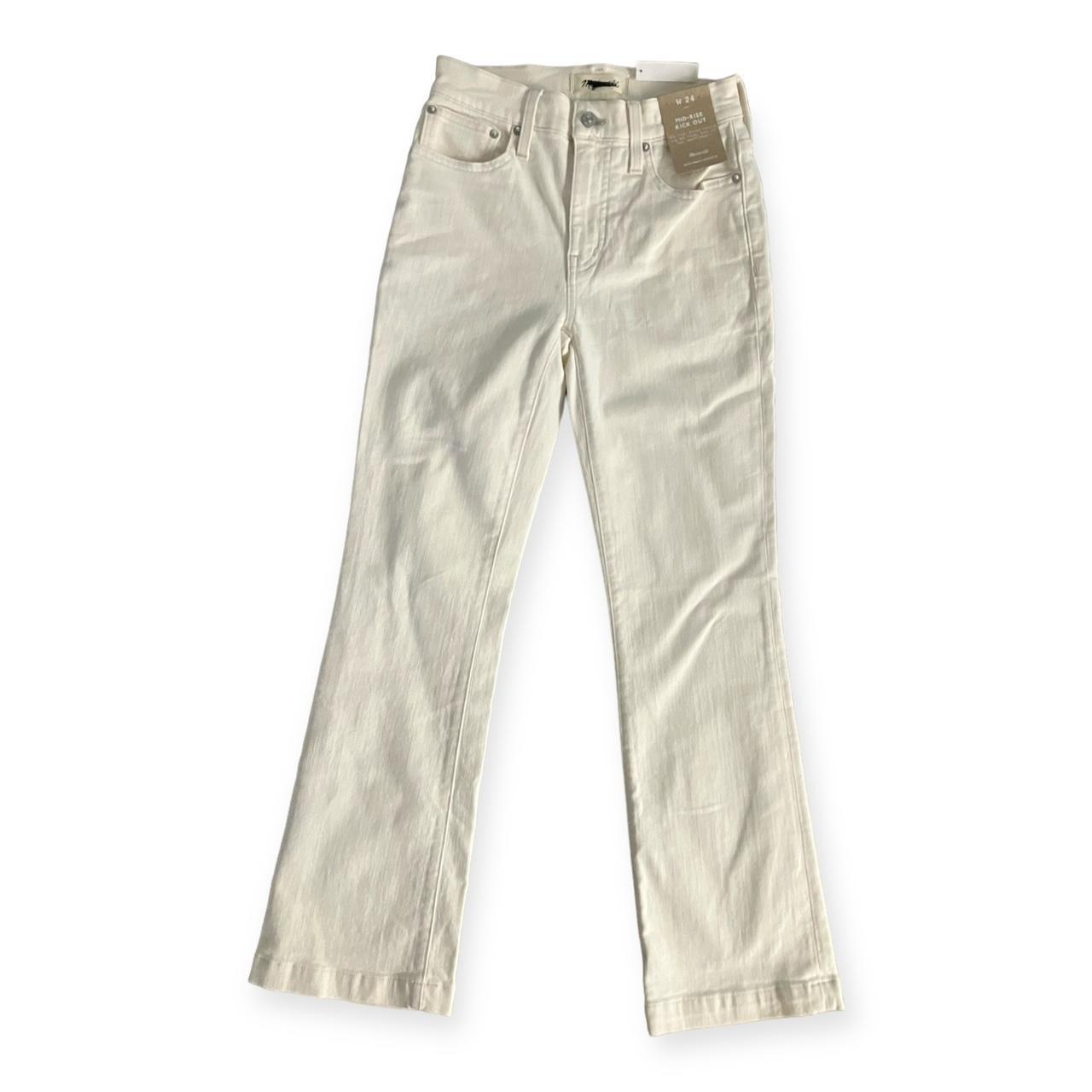 Madewell Womens Kick Out Crop Jeans, Ecru Depop