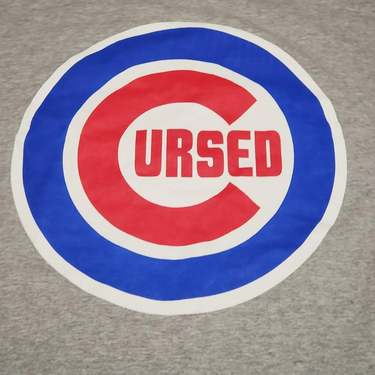 Used Thrift Chicago Cubs Cursed Ringer Tee, White, XL