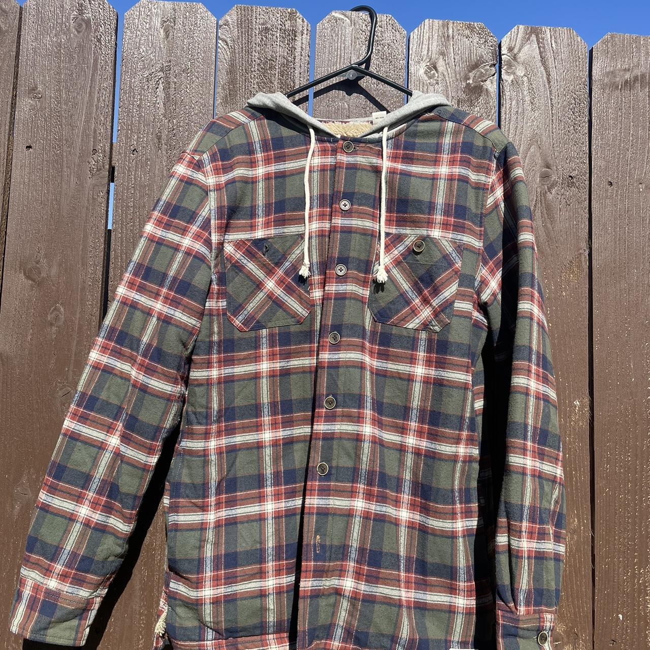 Weatherproof Vintage Hooded Long Flannel Jacket Faux... - Depop