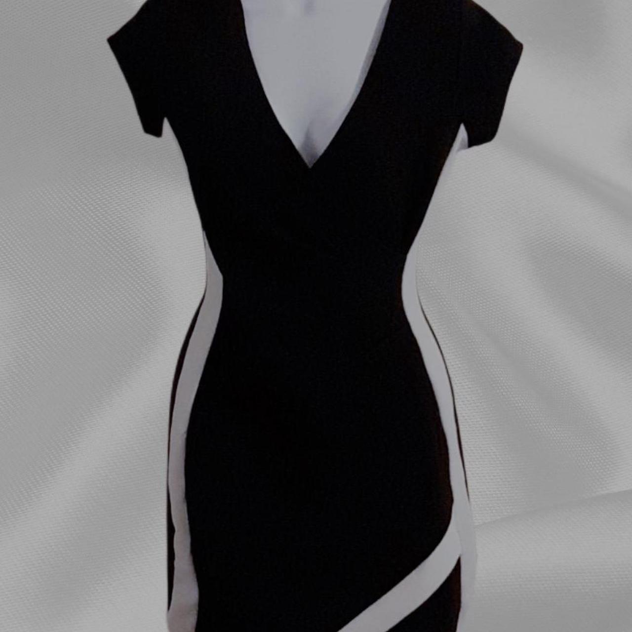 Black white asymmetrical Club dress cocktail. Depop