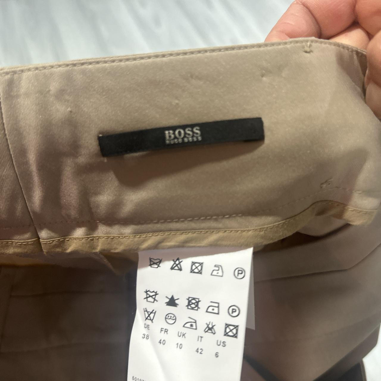 Hugo Boss Women's Tan and Cream Trousers | Depop