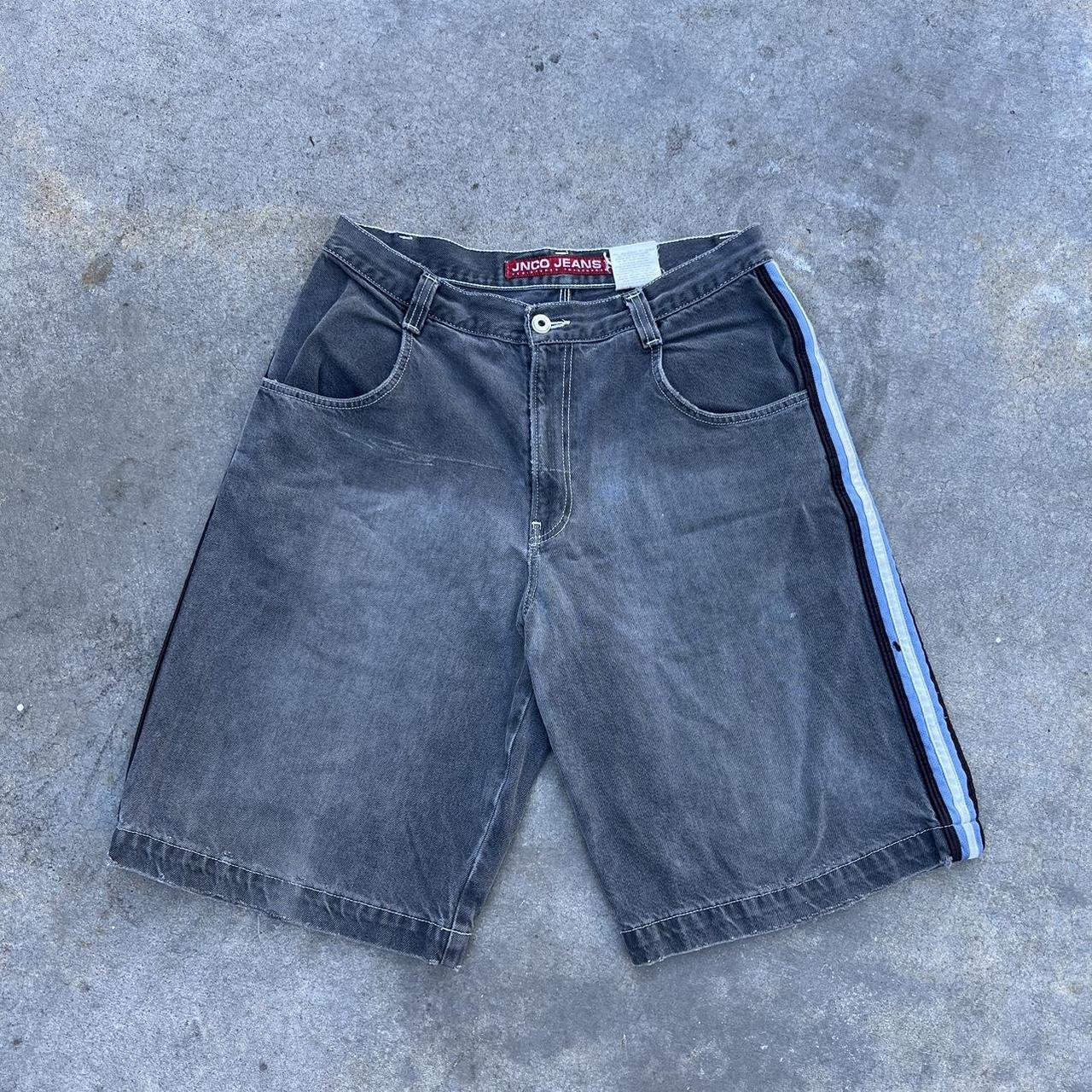 Jnco jeans vintage side stripe shorts! Awesome baggy... - Depop