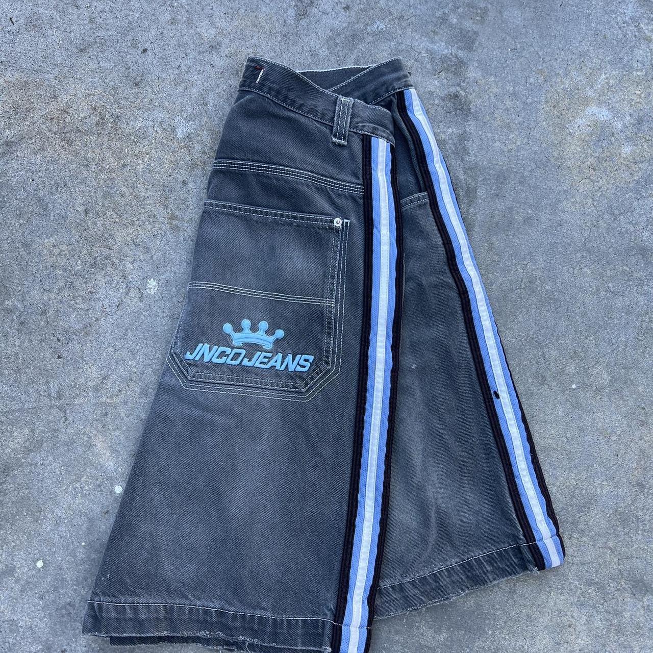 Jnco jeans vintage side stripe shorts! Awesome baggy... - Depop