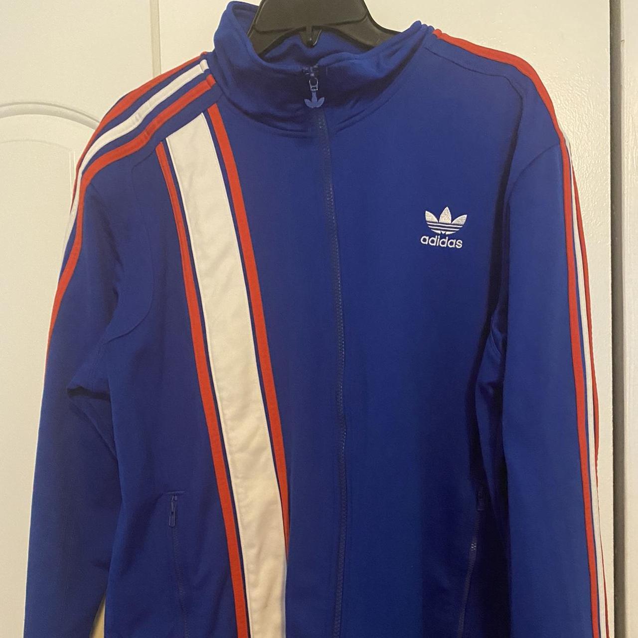 Adidas Originals Men's Blue and Red Jacket | Depop