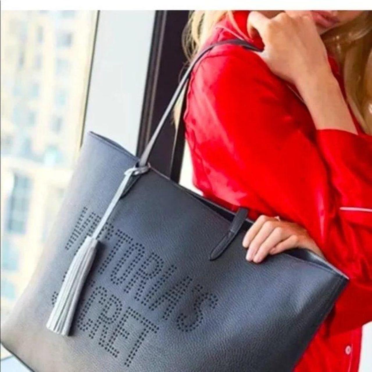 Victoria's Secret Black Tote Bag with Fringe Tassel. - Depop