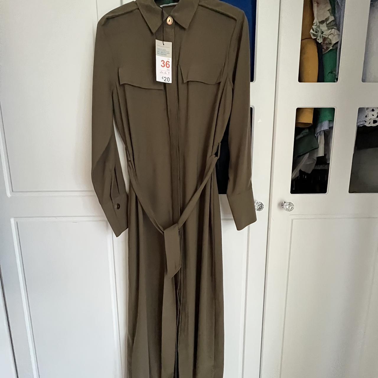 Primark khaki green belt shirt midi dress Brand new