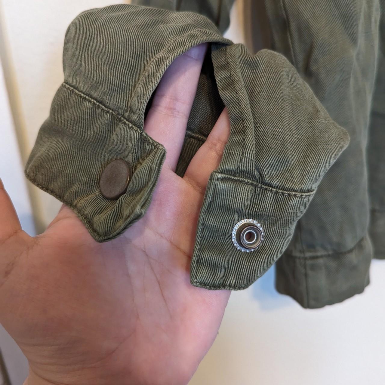 Lucky Brand olive green jacket. Buttons and zips in - Depop