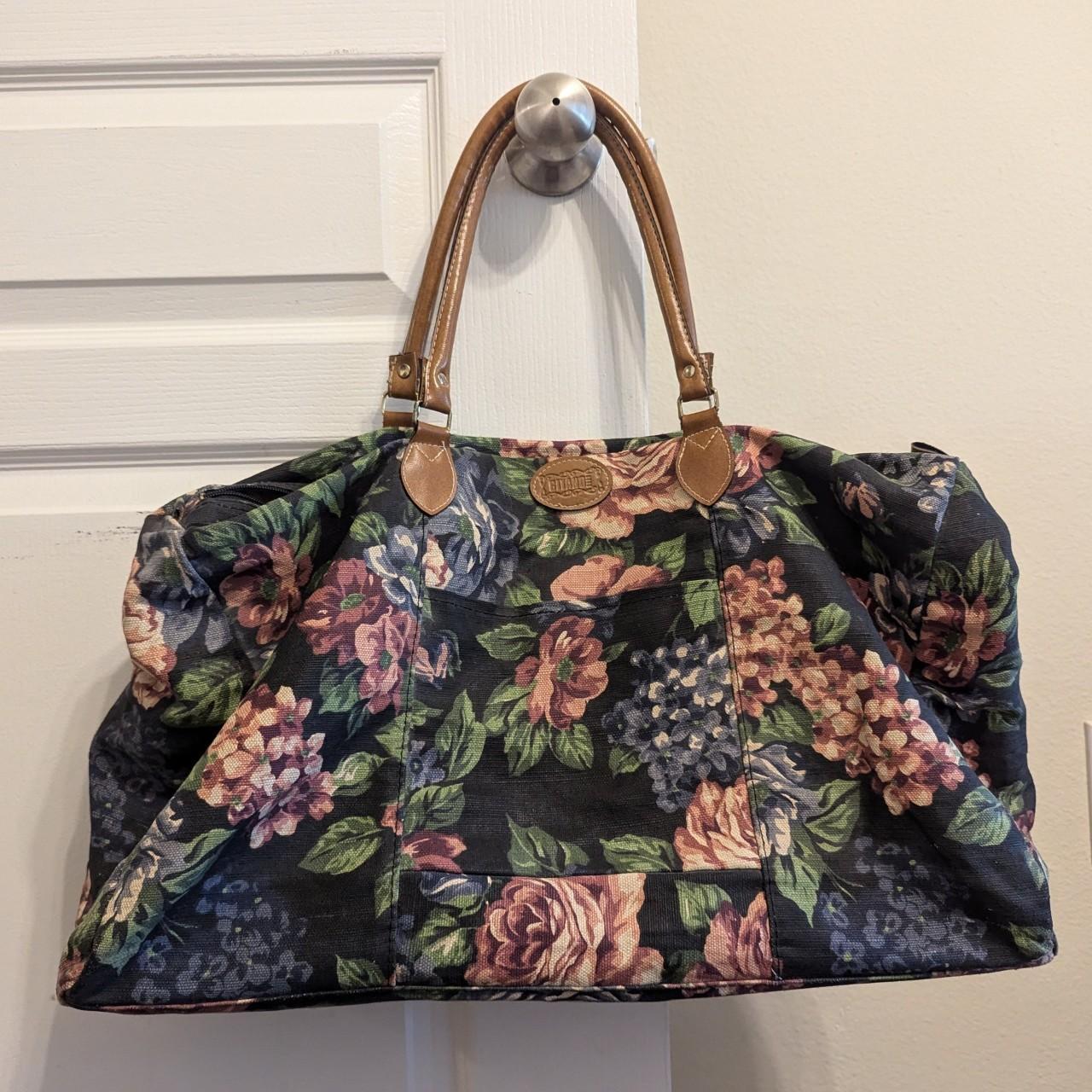 Womens popular Gitano vintage 90's floral canvas duffle purse bag EUC