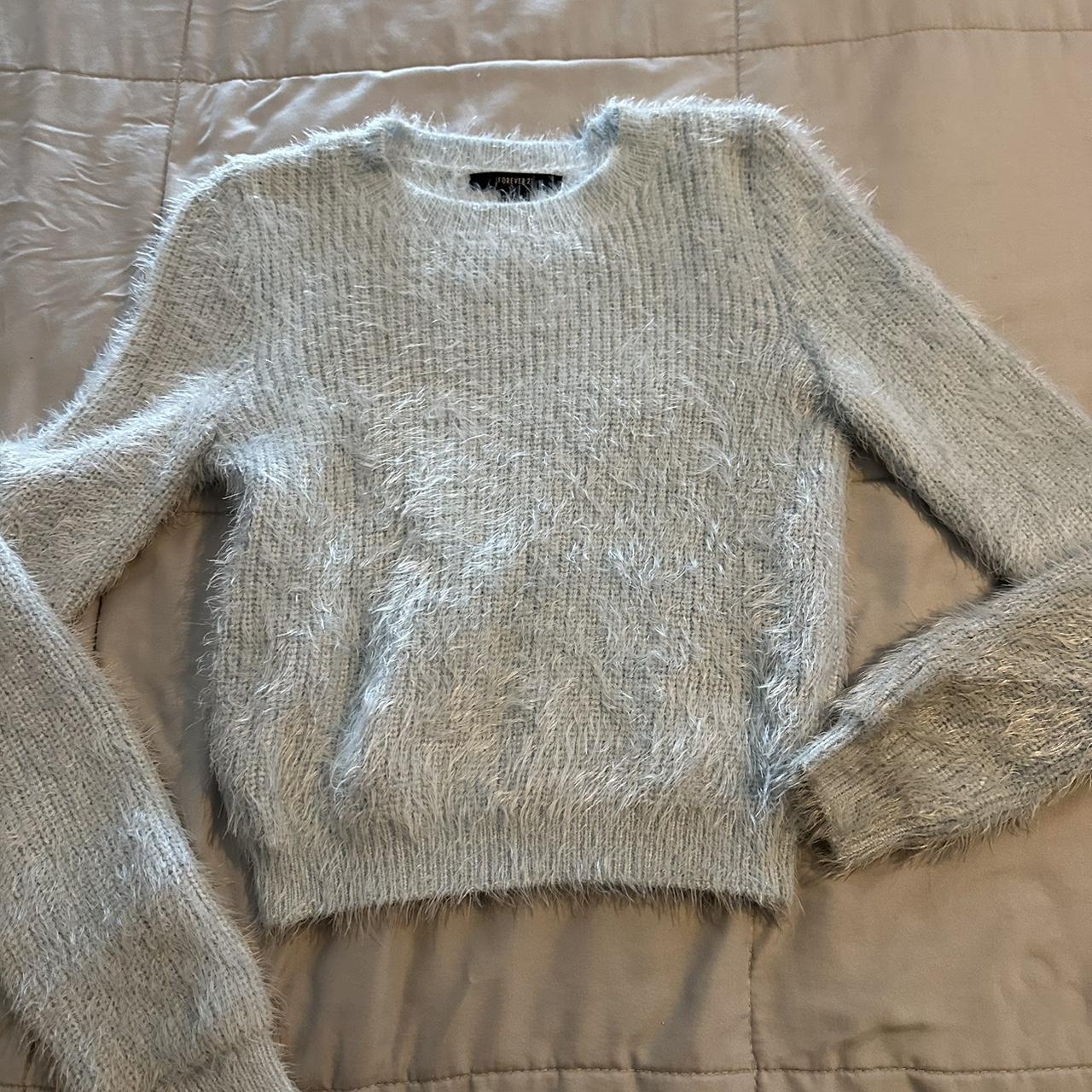 Fluffy sweater-Light blue. Soft fluffy sweater. Size... - Depop
