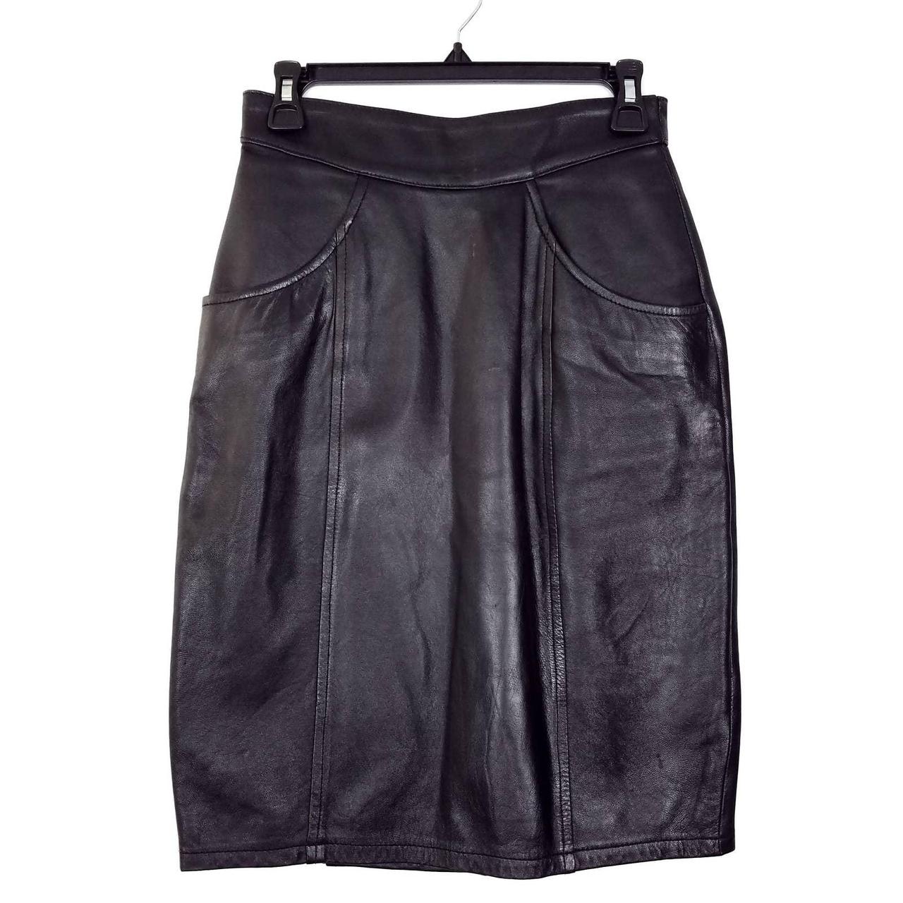 Vintage 80s Don't Stop Leather High Waist Straight... - Depop